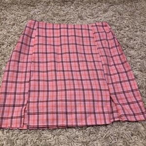 PINK PLAID MINI SKIRT